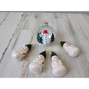 Glitter glass snowman ball ornament set Xmas tree full ornament
